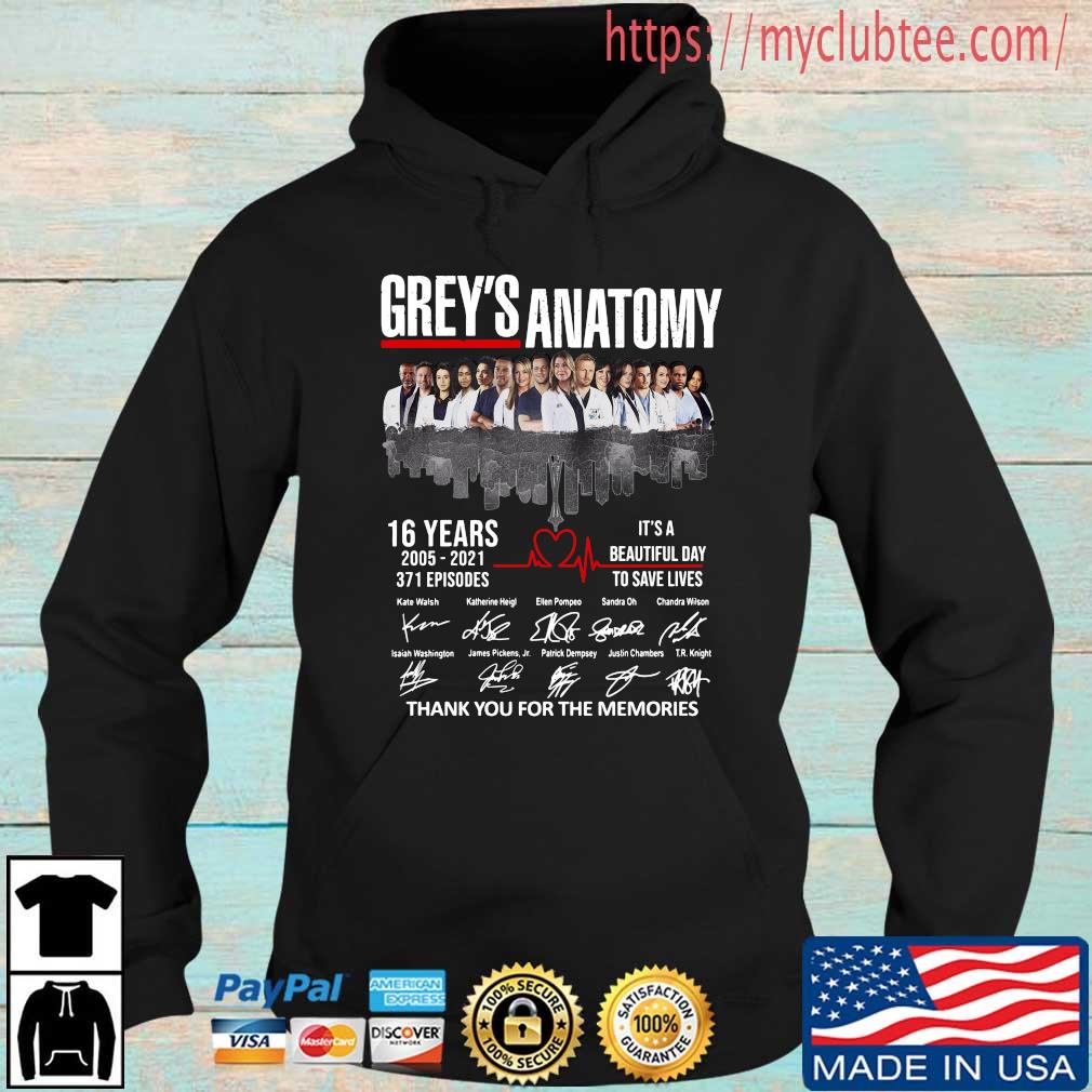 Grey's Anatomy 16 Years It's A Beautiful Day To Save Lives Signatures Shirt Hoodie den