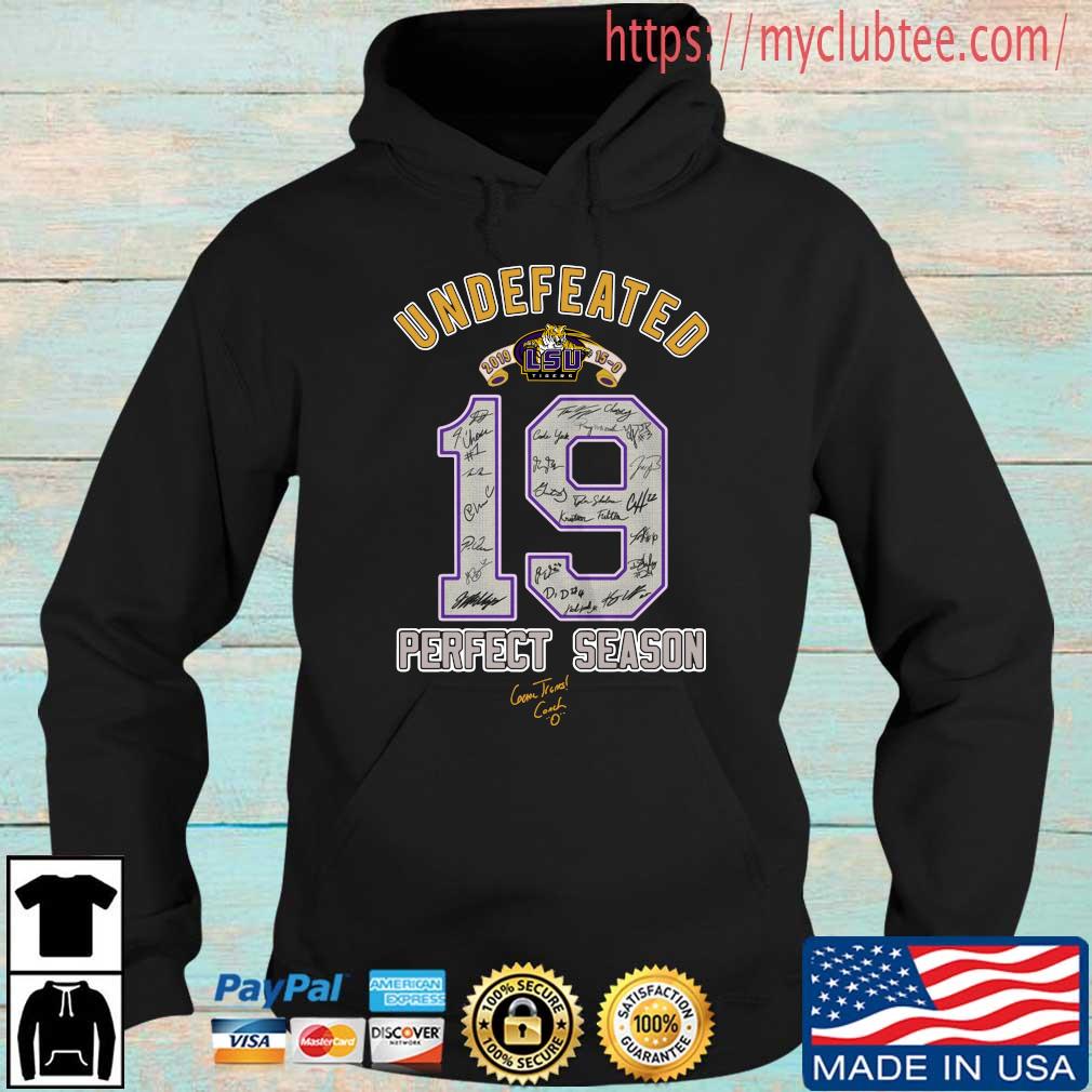 LSU Undefeated 2019 19 perfect season signatures Hoodie den