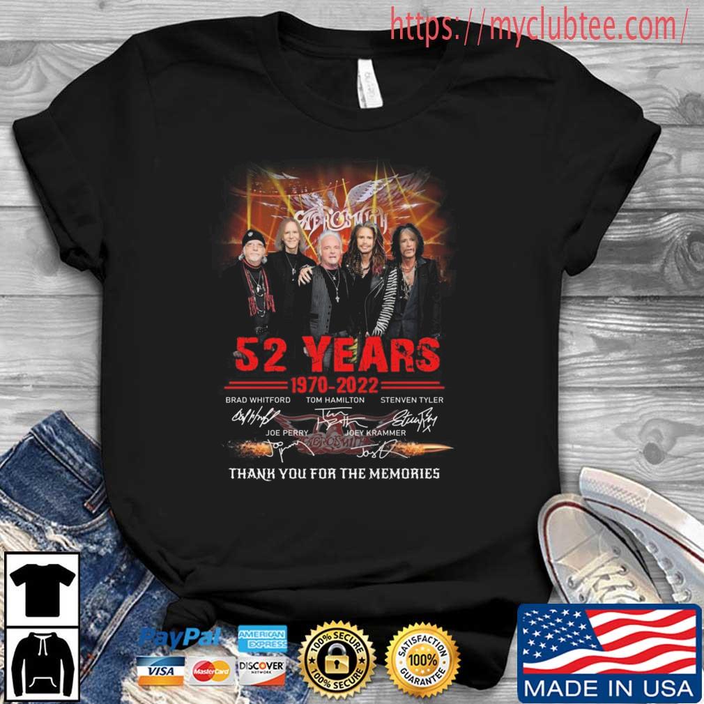 Aerosmith 52 Years 1970 2022 Brad Whitford Signatures Thank You For The Memories Shirt