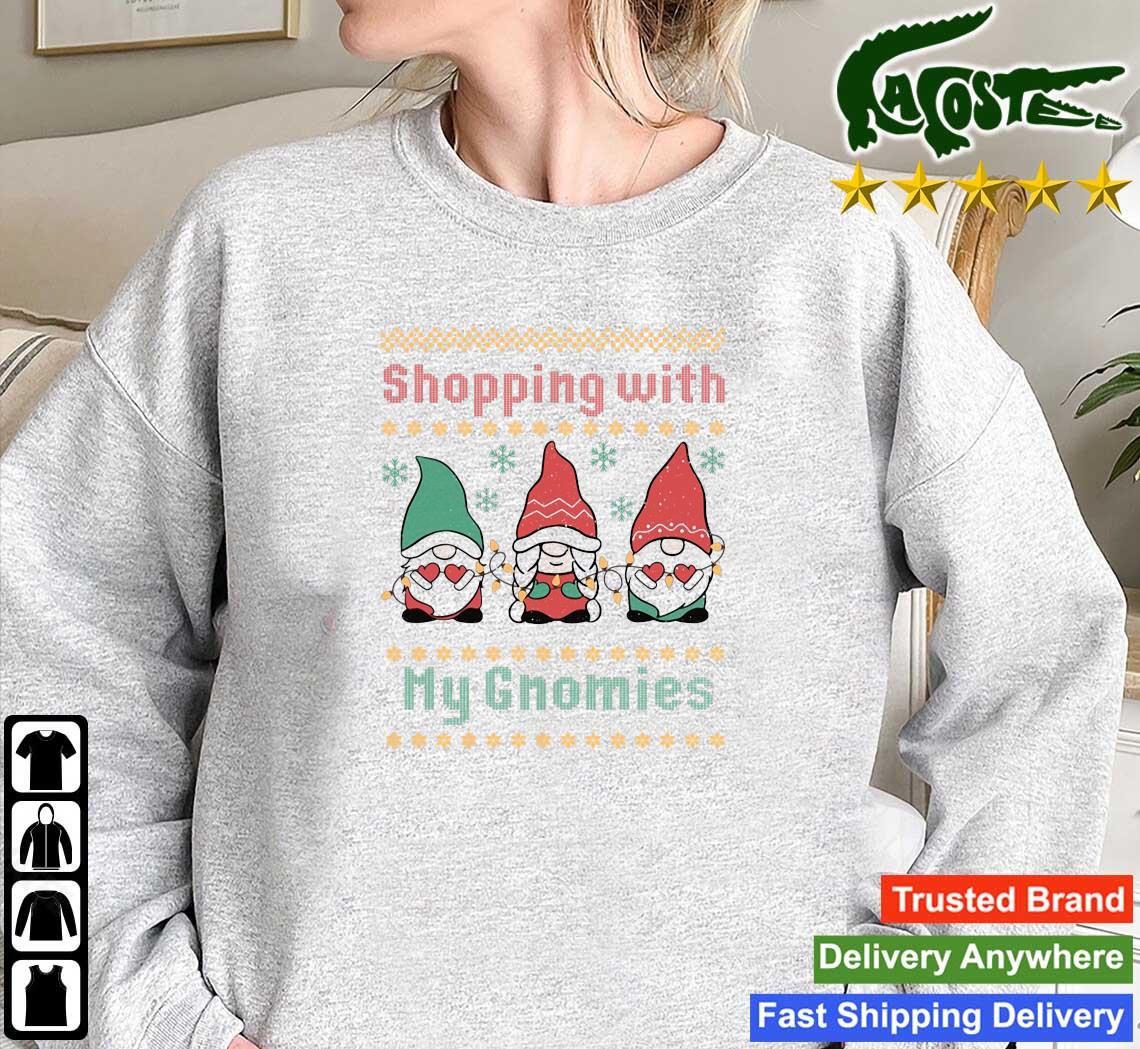 Cute Gnomes Shopping With My Gnomies Ugly Christmas Long Sleeves T Shirt