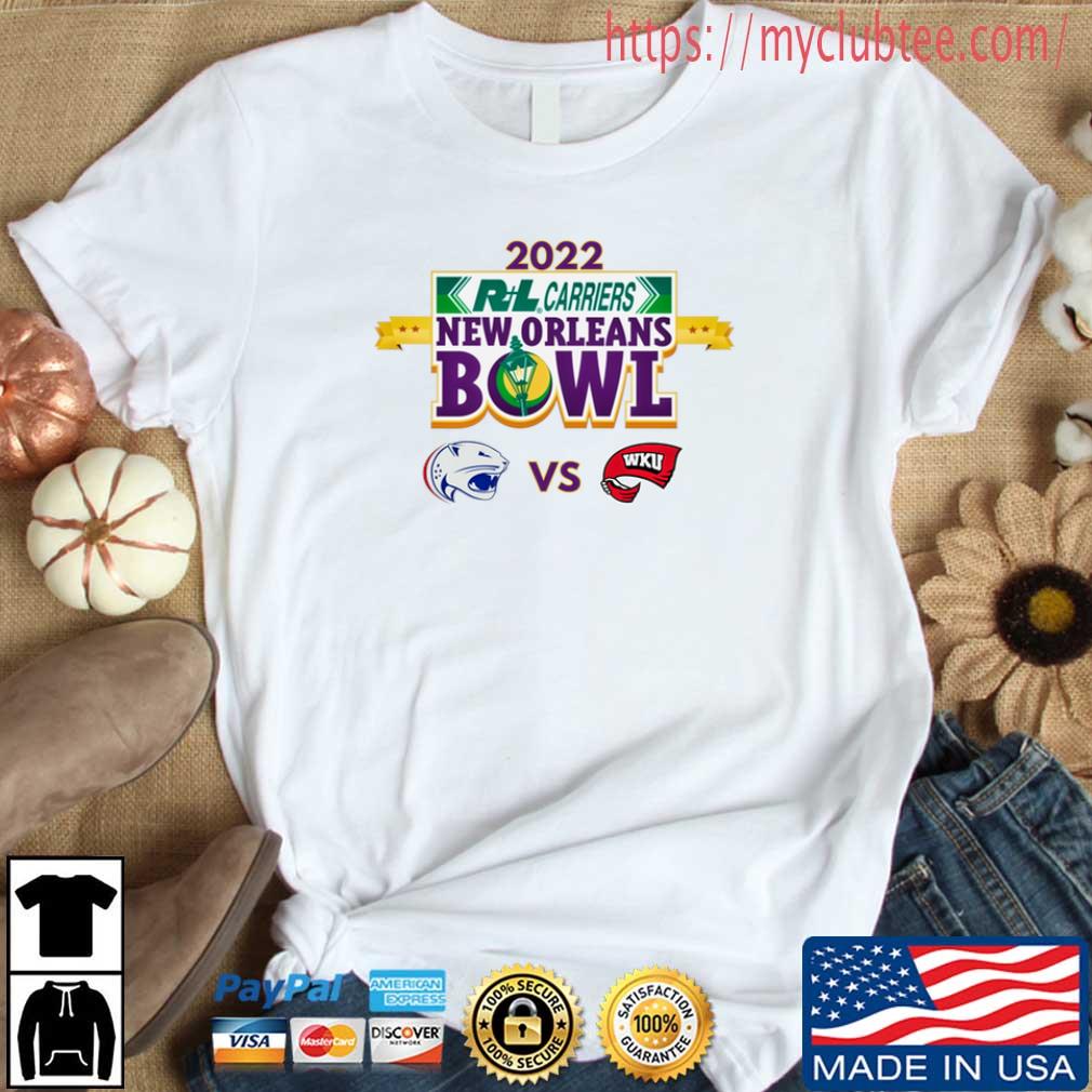 Jaguars Of South Alabama Vs Hilltoppers Of Western Kentucky College Football Now 2022 RL Carriers New Orleans Bowl Apparel Shirt