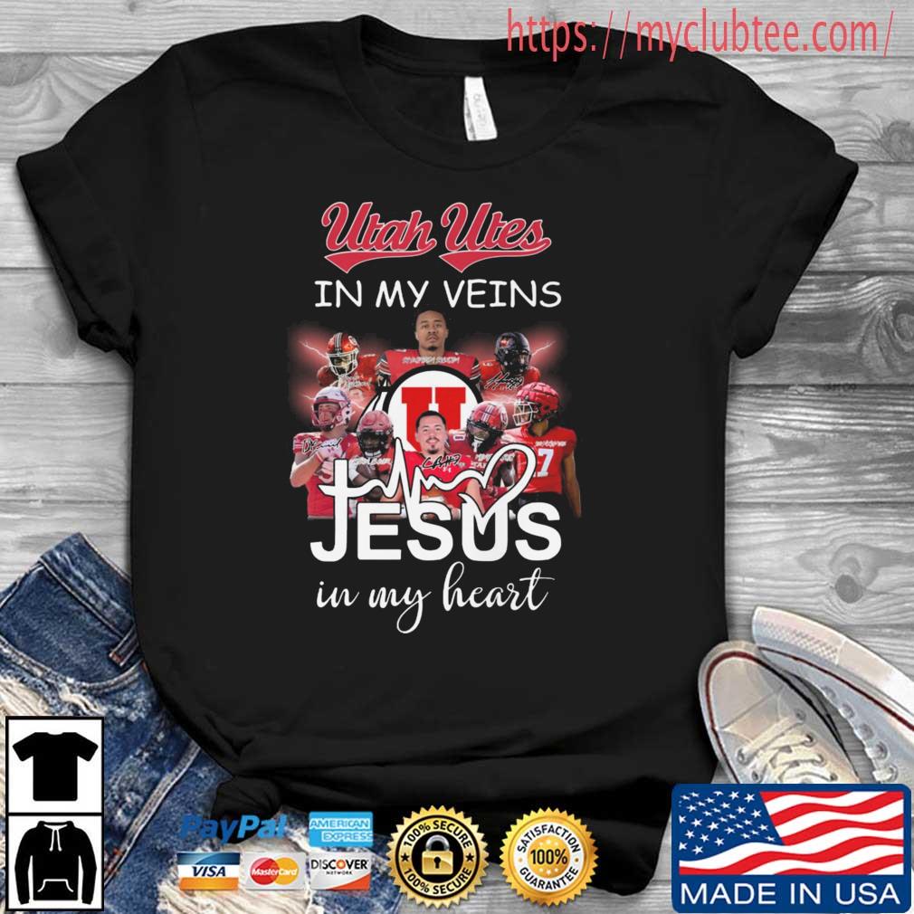 Utah Utes In My Veins Jesus In My Heart Signatures shirt