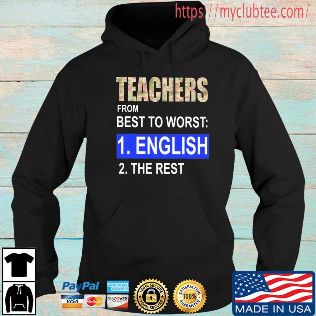 Teachers From Best To Worst English The Rest Shirt Hoodie den